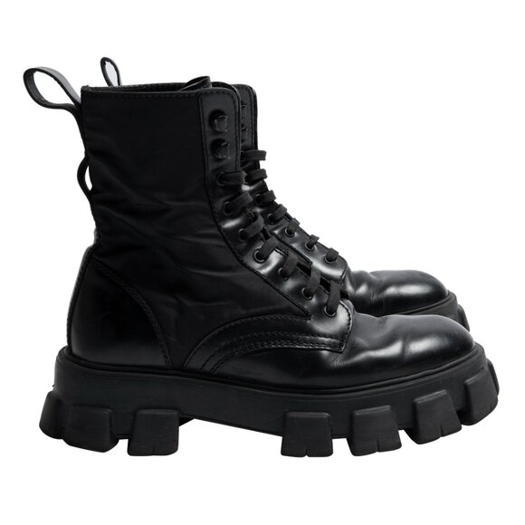 PRADA (Italy) Box Calf, Nylon, Monolith Combat Boots - Picture 5 of 6